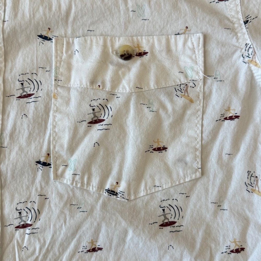 Free Planet White w/Surfers Patterned Men's Button Down Shirt Size Large - Picture 5 of 7